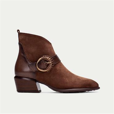 Hispanitas Verona Strap Buckle Western - Brown Suede